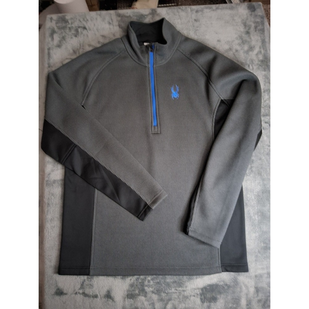Mens Spyder XL Outbound 1/2 Zip Long Sleeve Gray Black Blue Coat/jacket Ski